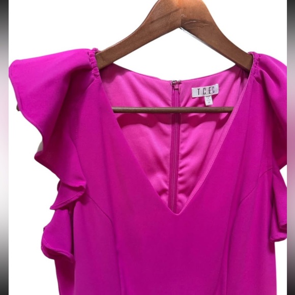 TCEC Flutter Sleeve Dress Pink Size M - Picture 3 of 7